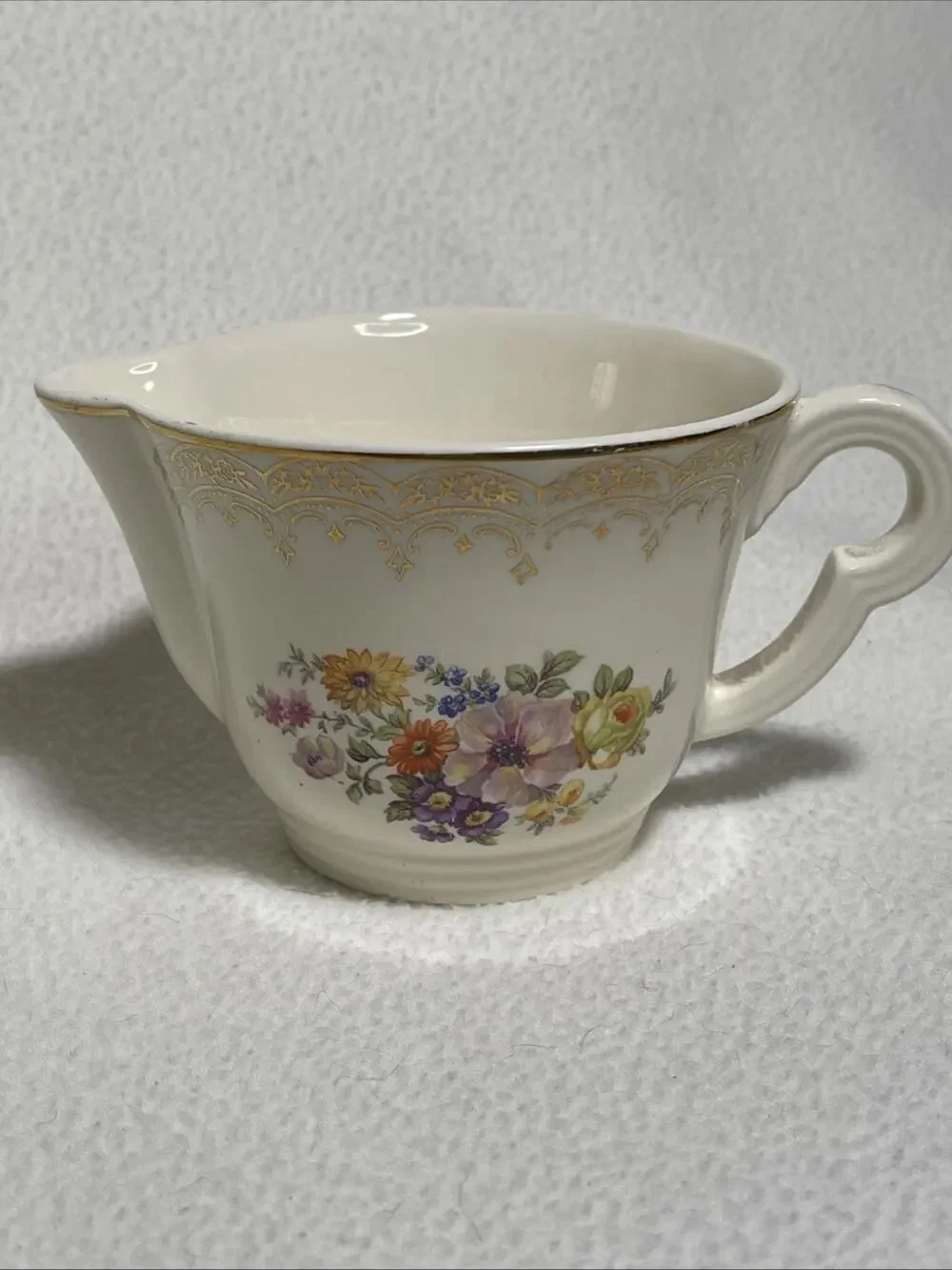 Vintage Alfred Meakin Creamer Pitcher- Floral Motif with Golden Rim